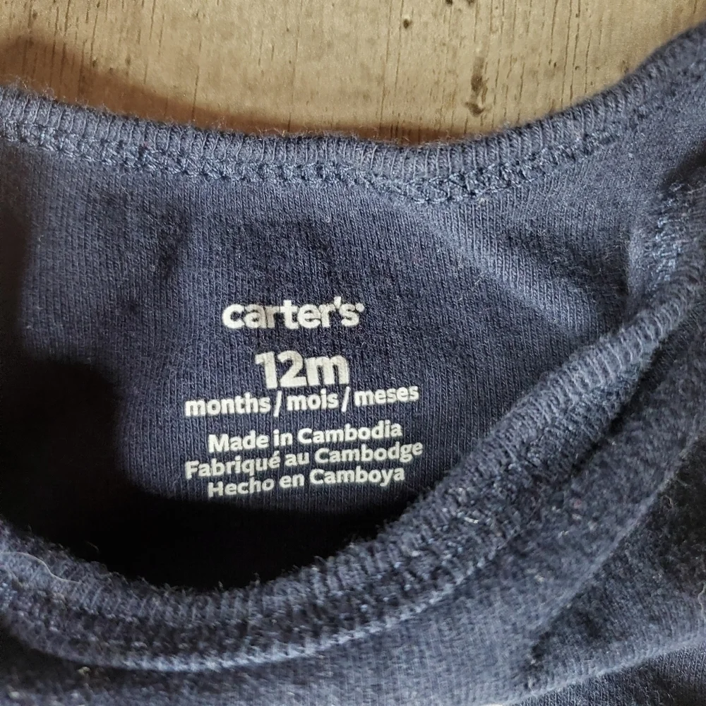 Carter's Baby Boy Size 12m Blue Onesie Bodysuit Bundle NWOT 2 Piece